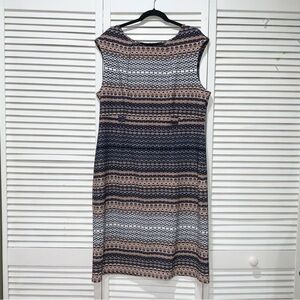 ILE New York Women’s Sleeveless Geometric Diamond Calf Length Dress Size 18